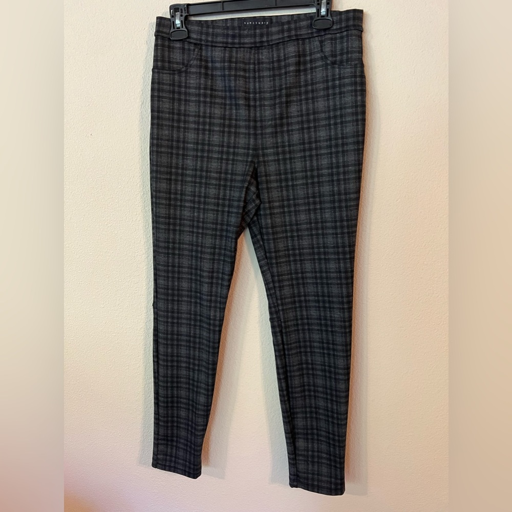 Women’s Sanctuary Plaid Ankle Ponte Pants Gray Large